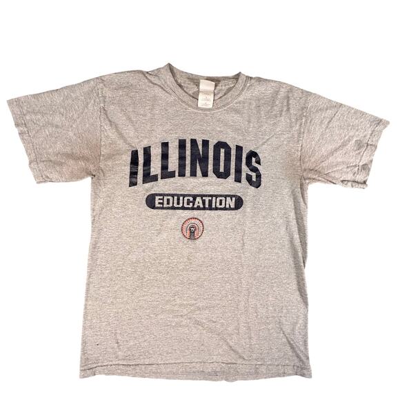 University of Illinois Education T Shirt Men's M Gray Illiniwek Logo VTG Tee - Picture 1 of 9